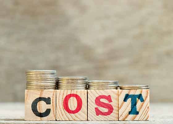 Cost written on wooden blocks